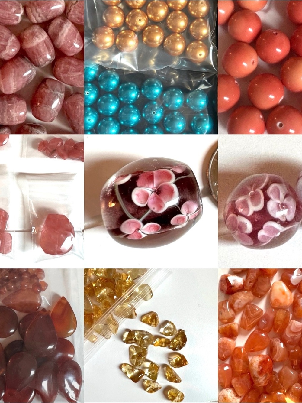 Multi Gemstone Bead Bundle for Jewelry Making -Citrine, Carnelian, Quartz & More